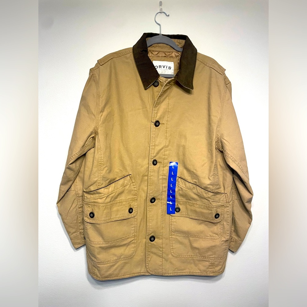 Orvis Men's Barn Jacket Tan Quilted Insulated Lining, Durable Cotton Canvas